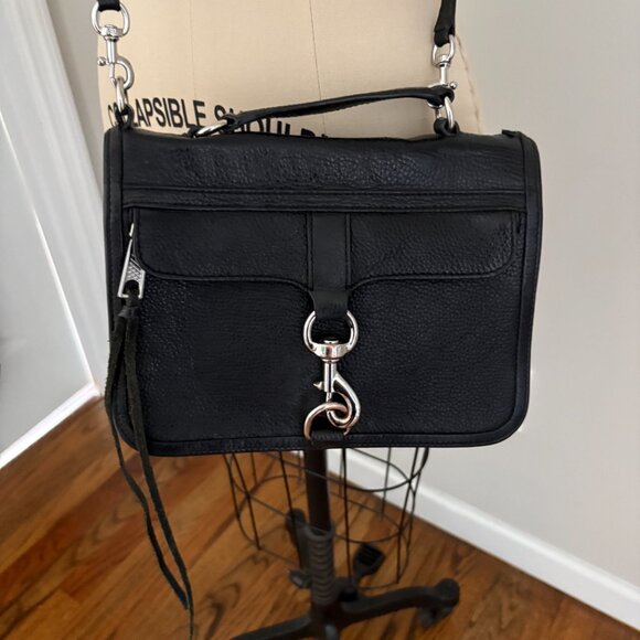 REBECCA MINKOFF Black Pebbled Leather Top Handle Crossbody Bag - Picture 2 of 10